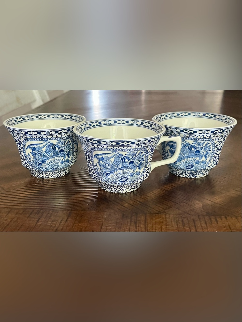 Set Of 3 Adams Chinese Bird Tea Cups English Ironstone Rd No 623294 England
